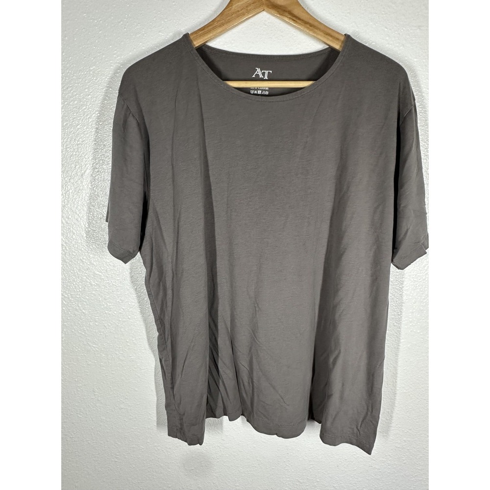 AT Shirt Mens Gray Lyocell Cotton Blend Made‎ in Portugal Crewneck Short Sleeve